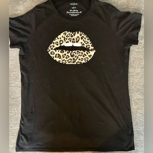 Leopard lips crew neck t shirt